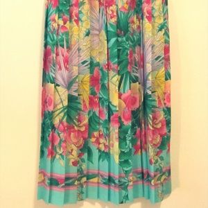 Vintage 80's Tropical Pleated Skirt M
